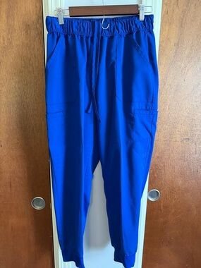 Womens Royal Blue Elastic Waist Jogger Scub pants Medium petite
